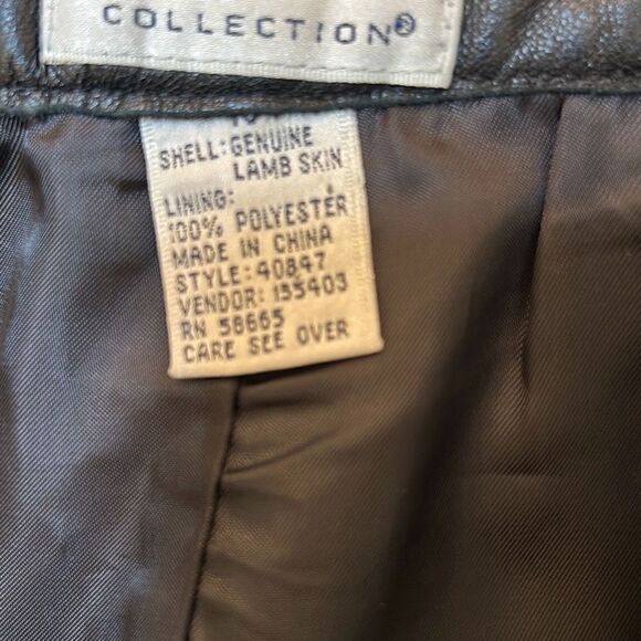 Preview Collection Womens Size 10 Lamb Skin Leather Pants Black Zip Front NWOT - Picture 7 of 7